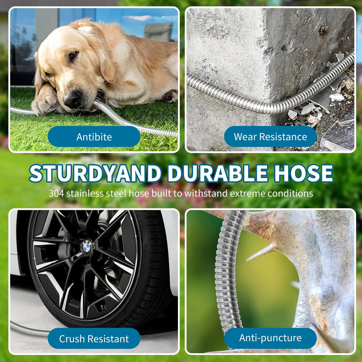 GUHUS stainless steel outer layer protects the hose in outdoor use