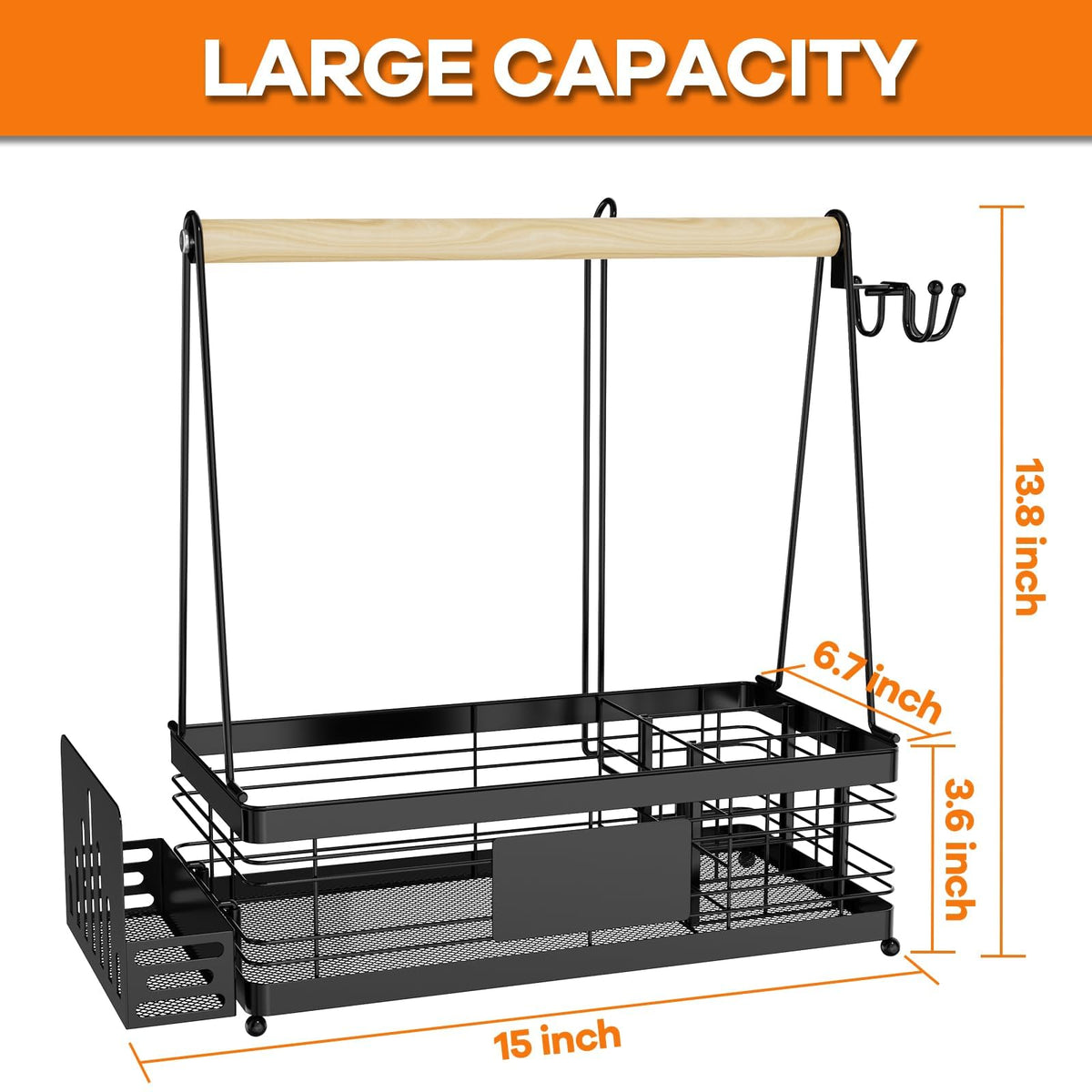 GUIBUKEYAN grill caddy with adjustable dividers for organized condiments