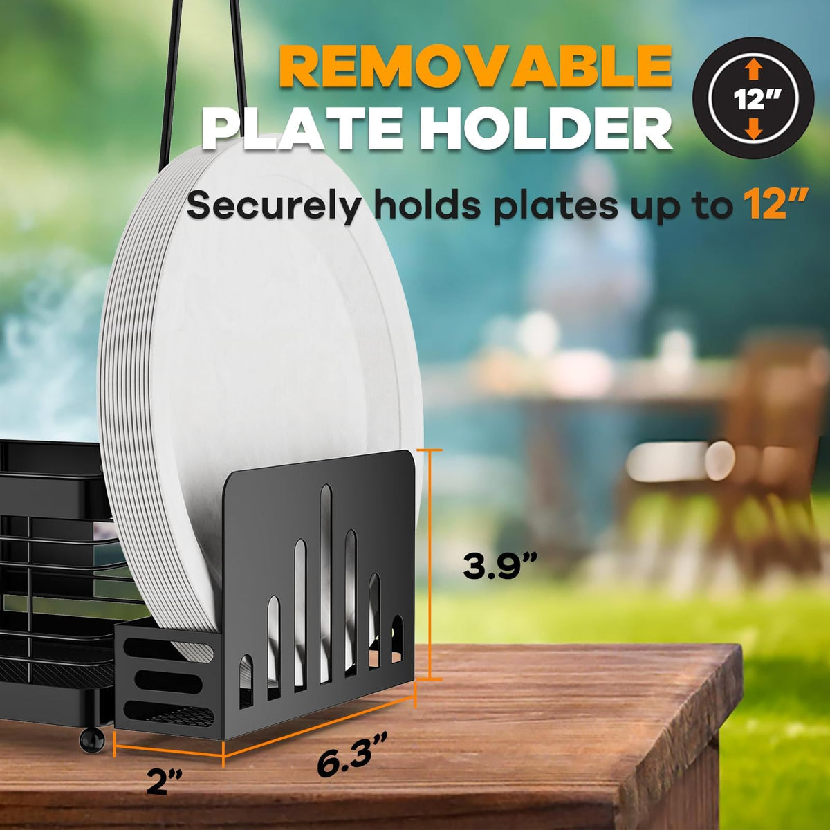GUIBUKEYAN grill caddy made of powder-coated steel for outdoor durability