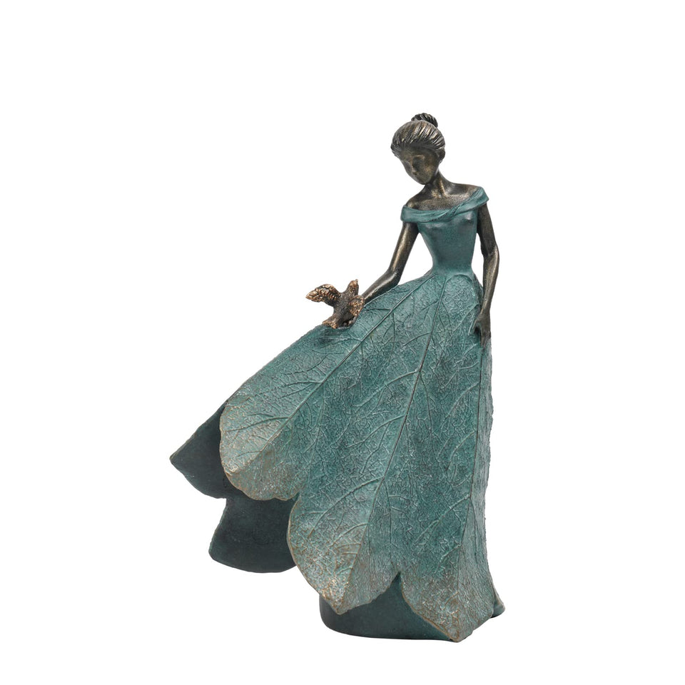 Guichifun fairy statue with leaf-angel design for outdoor garden ambiance and curb appeal.