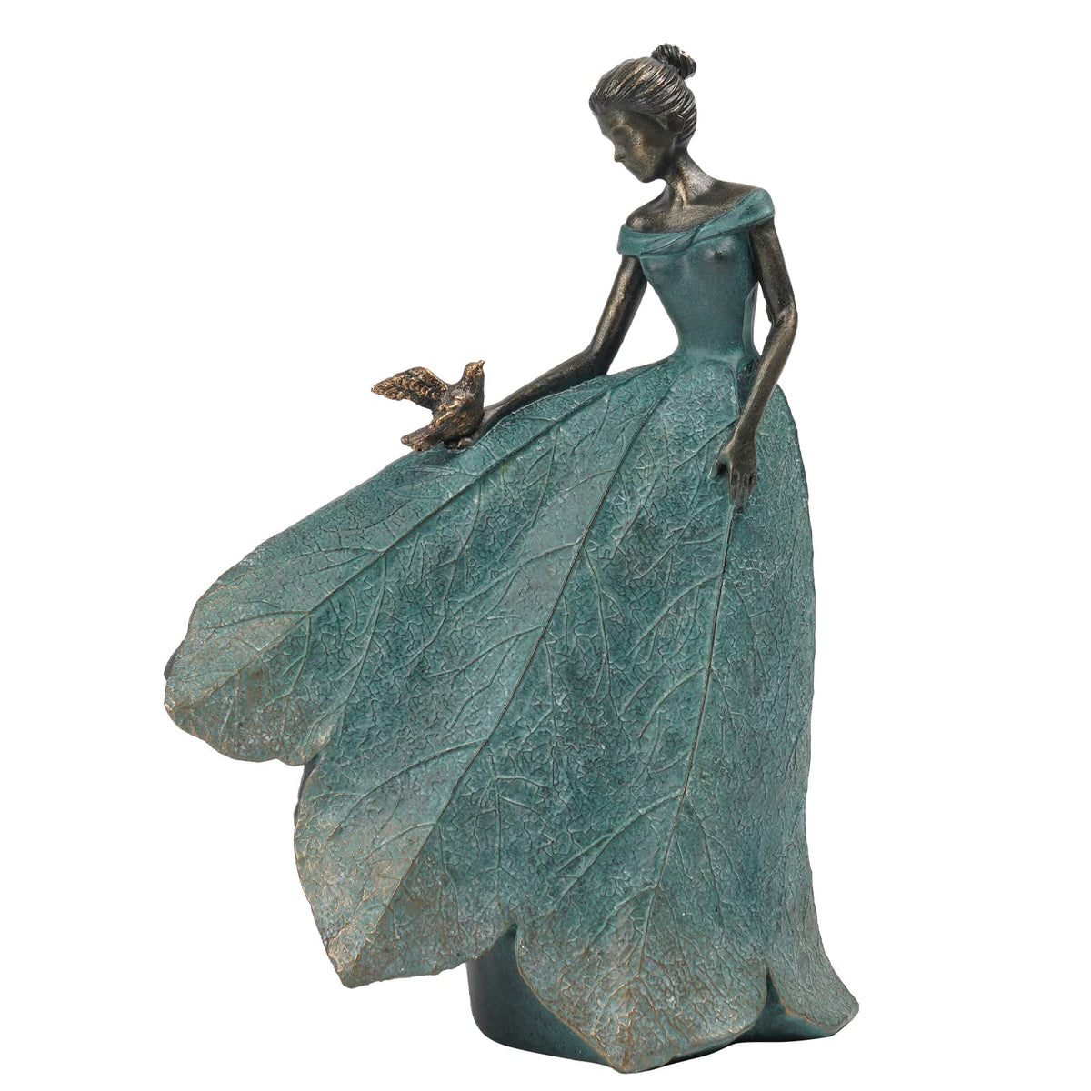Guichifun leaf angel girl statue, front view adds artistic charm to indoor decor.