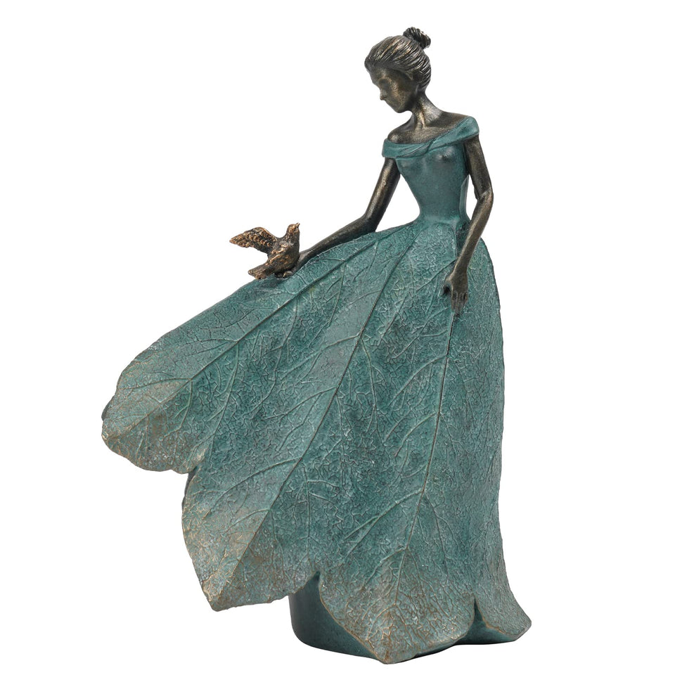 Guichifun leaf angel girl statue, front view adds artistic charm to indoor decor.