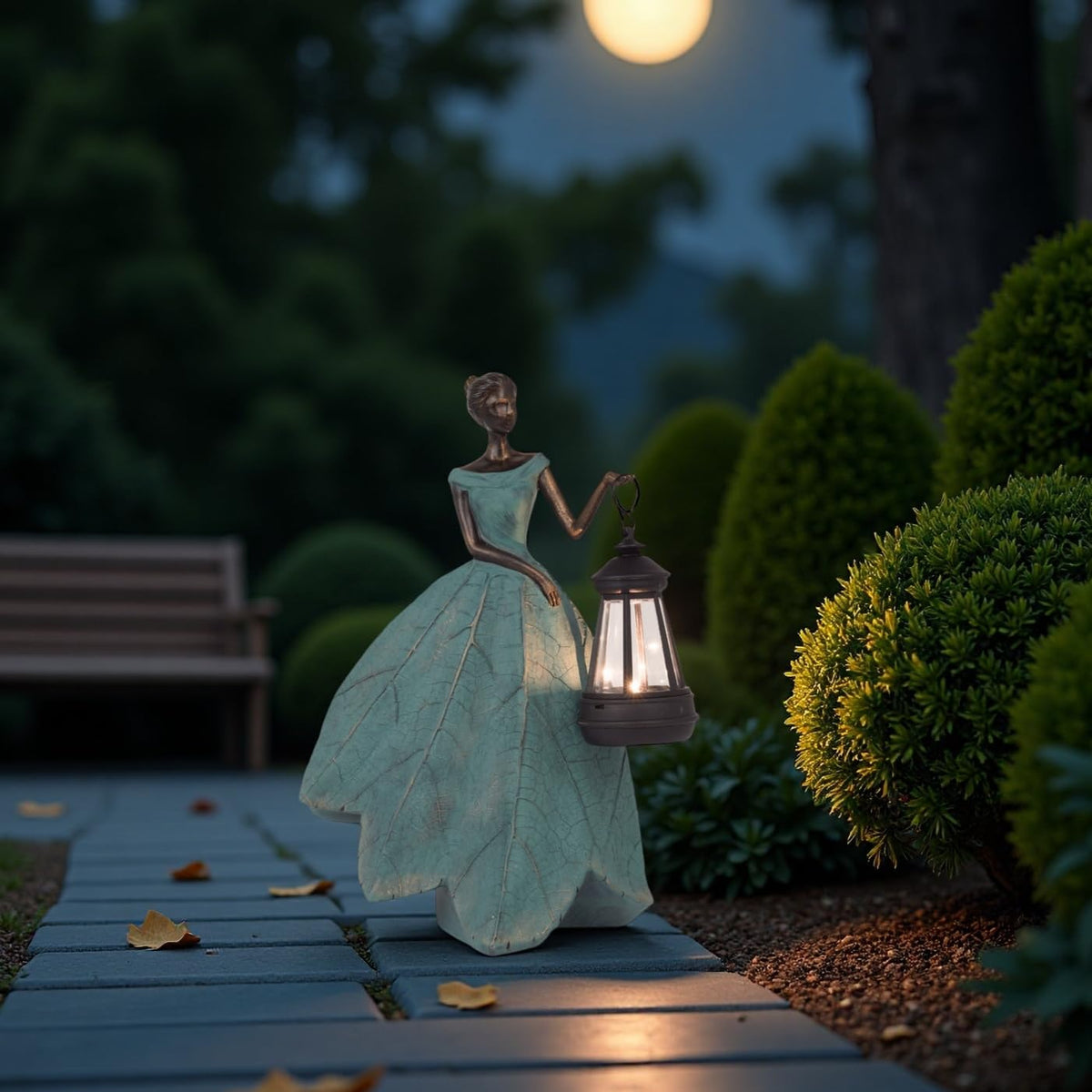Guichifun night-lit fairy garden statue provides ambient evening glow