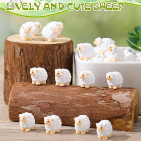 Guiqulai 100-piece set of white sheep for fairy garden decor.