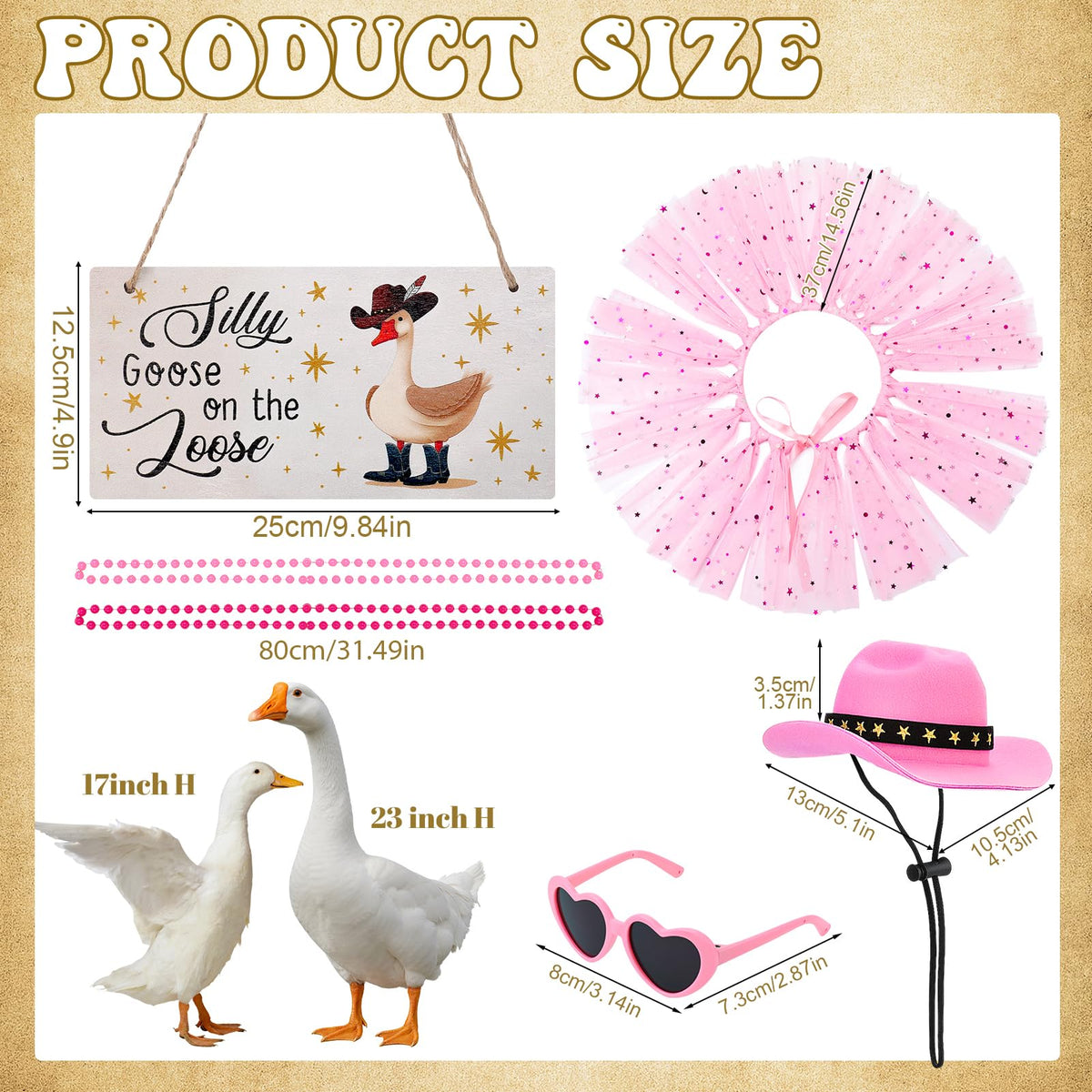 Guiqulai goose outfit with cowboy hat adds playful outdoor porch style.