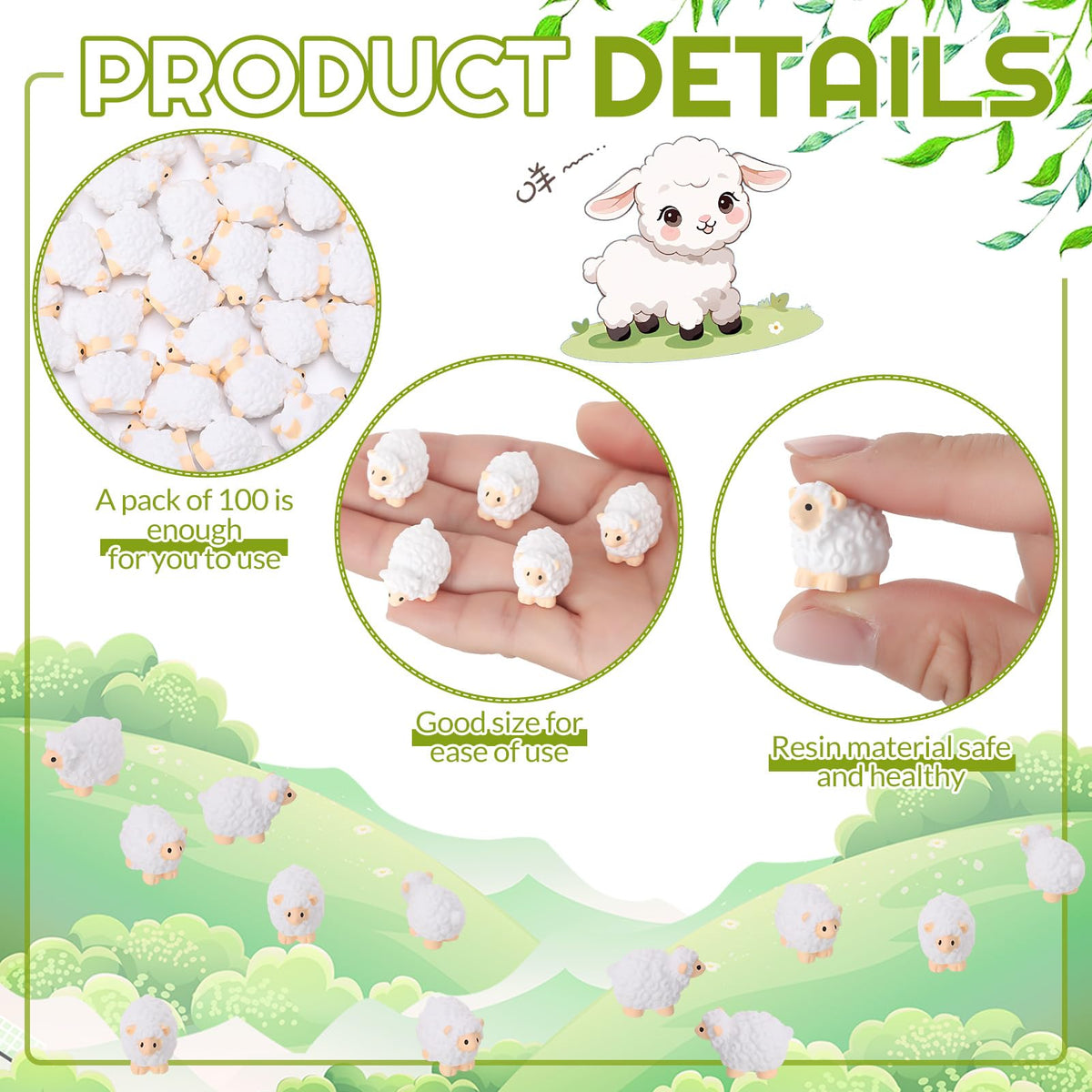 Guiqulai white sheep figurine with hand-painted details for décor.