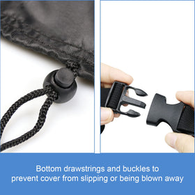 Guisong adjustable strap and buckles keep cover snug in wind.