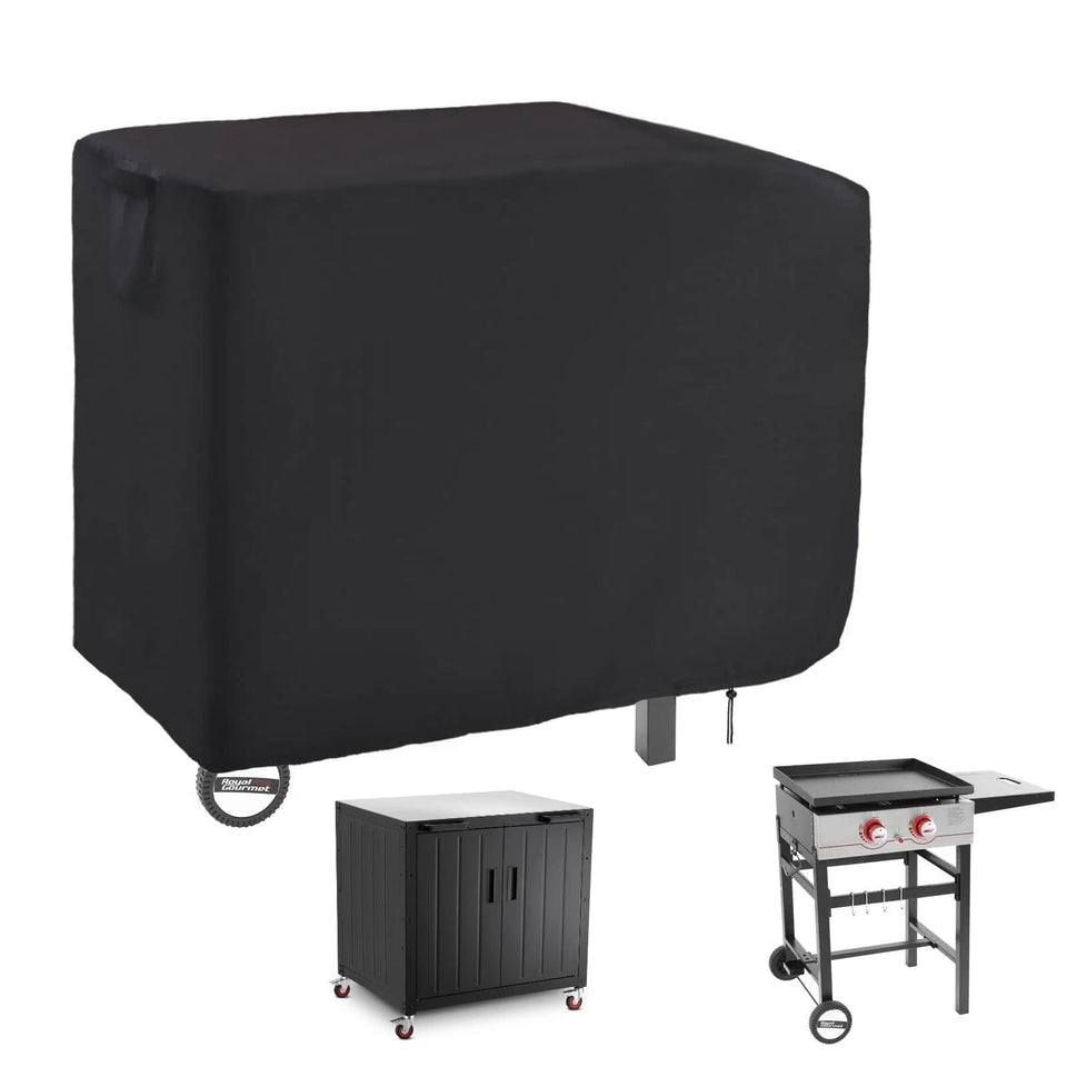 Guisong flat top grill cover on Royal Goumet 2 burner protects from weather.