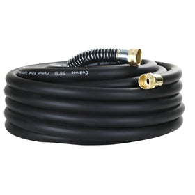 Guitrees 25ft heavy-duty rubber garden hose delivers reliable flow for gardens.