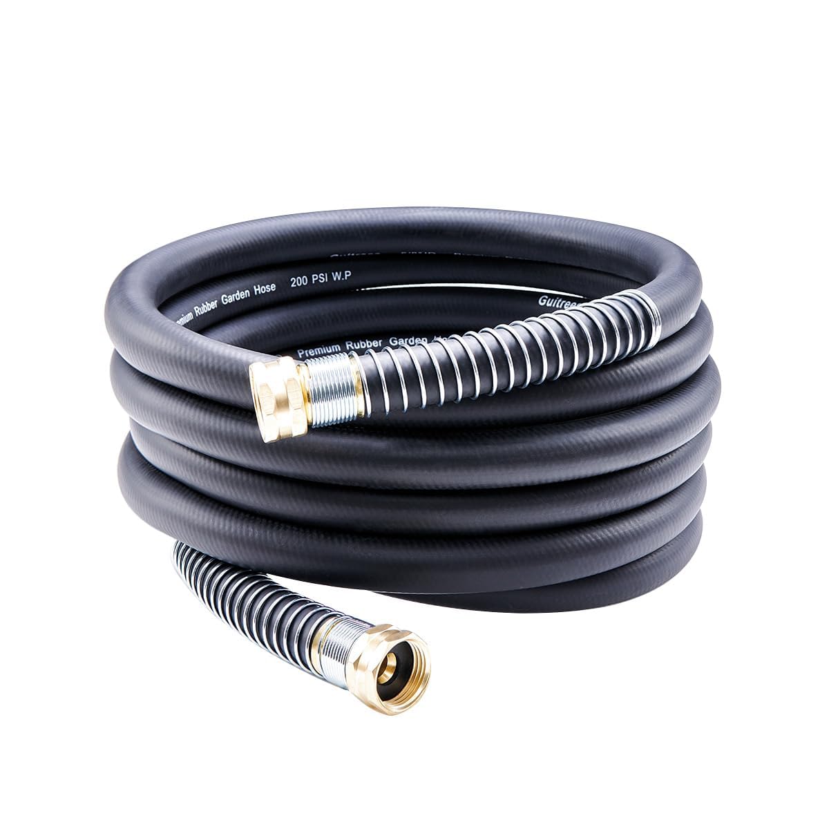 Guitrees Leader hose shows 15ft length and 3/4 inch diameter for durable watering.