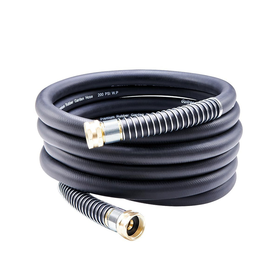 Guitrees Leader hose shows 15ft length and 3/4 inch diameter for durable watering.