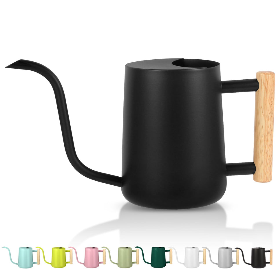 GUKJOB plant watering can front view, sleek stainless steel for precise indoor watering.