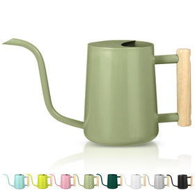 GUKJOB watering can for indoor plants with sage-green finish enabling precise watering.