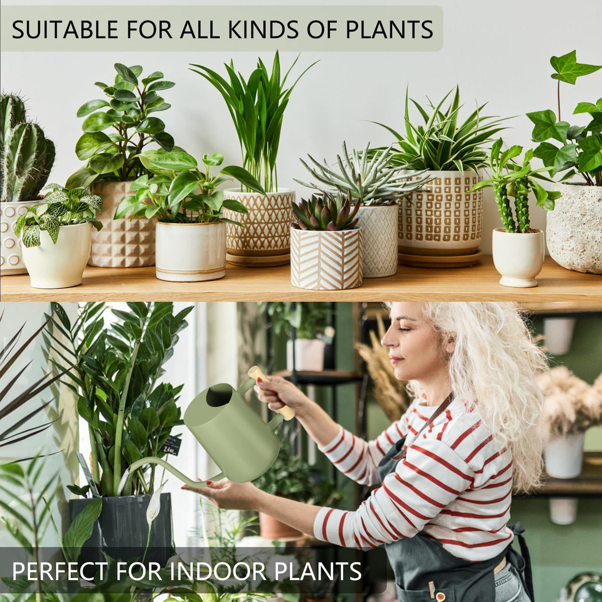 GUKJOB spill-proof top design prevents splashes while watering.