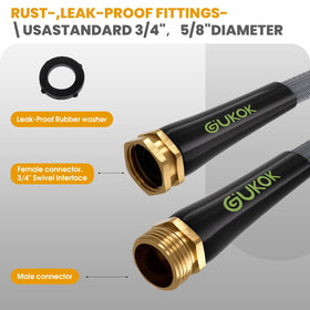 GUKOK 25 ft hose with brass fittings demonstrates a durable connection