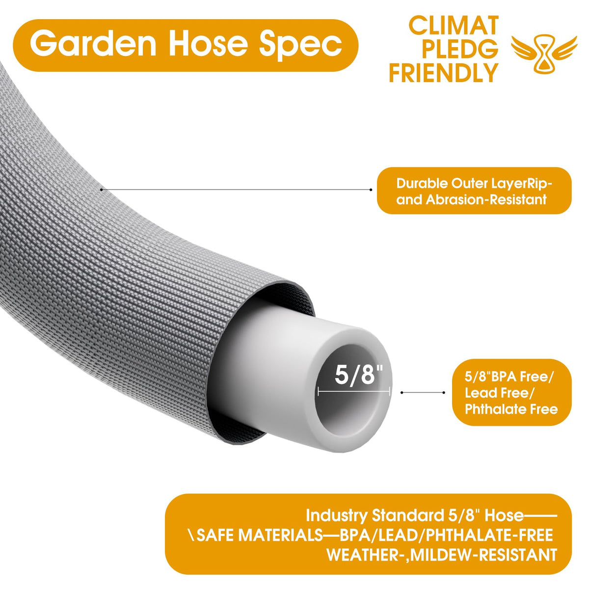 GUKOK 25 ft kink-free hose laid out shows smooth water flow