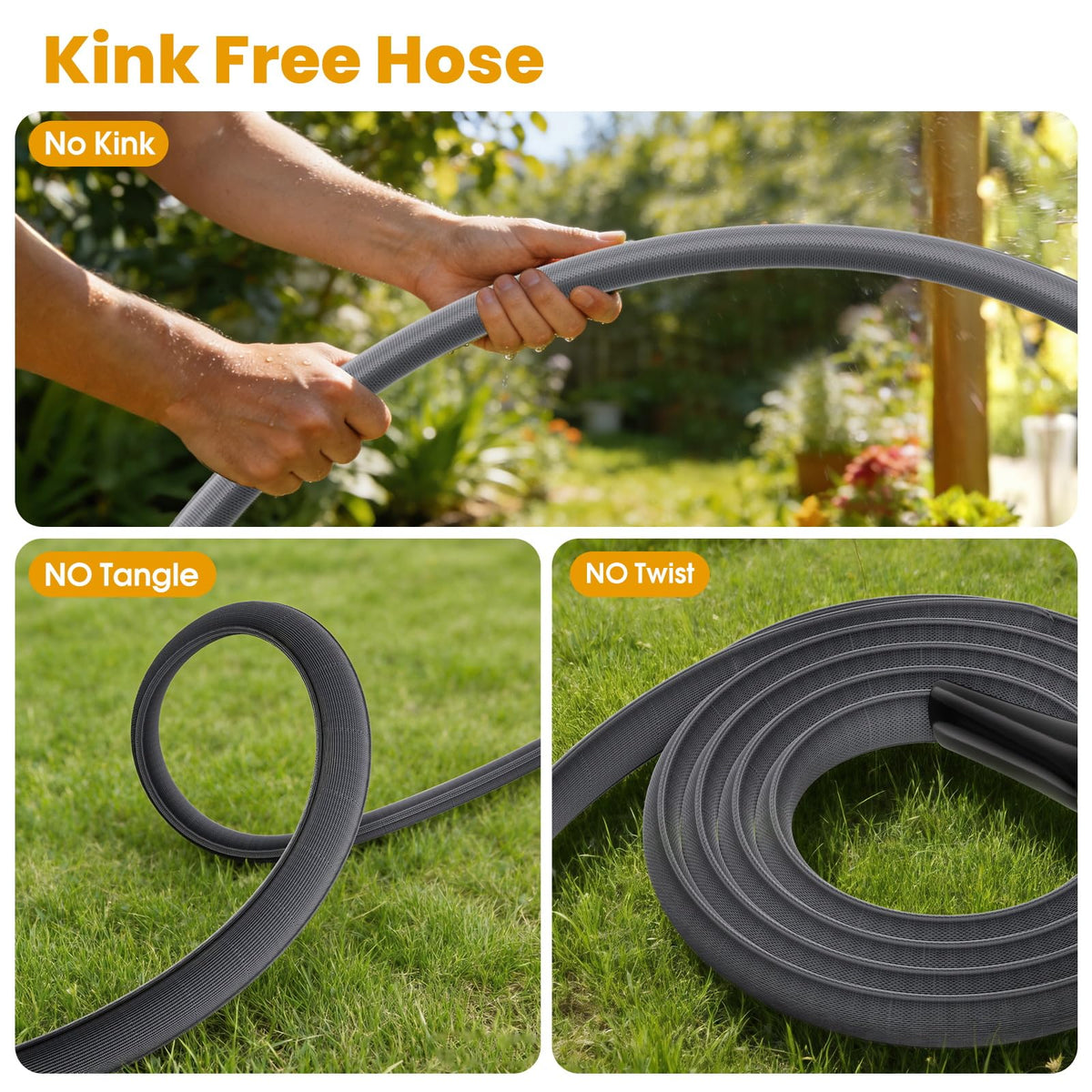 GUKOK Garden Hose in use for patio cleaning and car washing