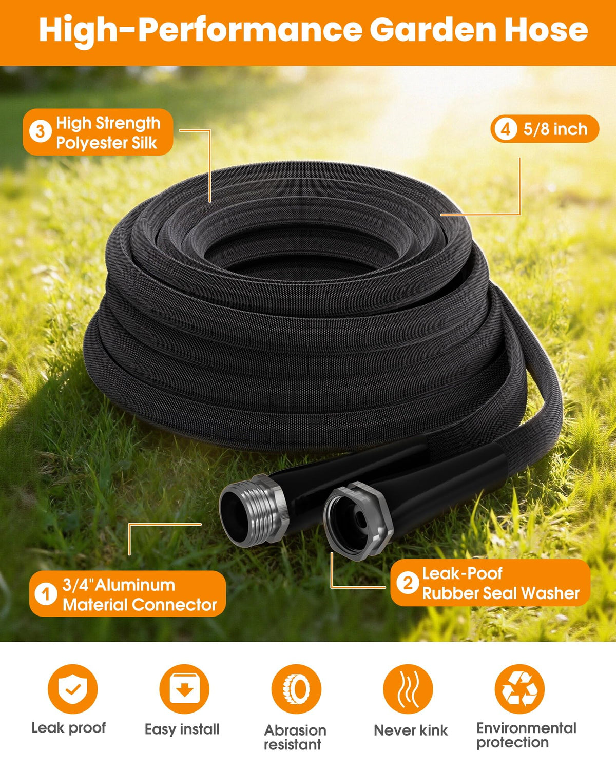 GUKOK temperature-resistant hose handles extreme cold and heat for year-round use.