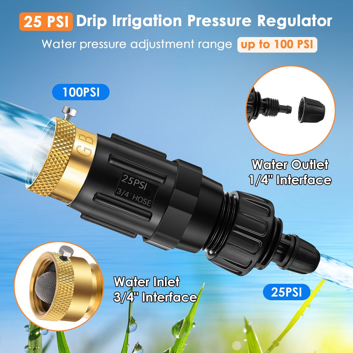 Gulfmew brass faucet connector ensures durable, corrosion resistant garden setup