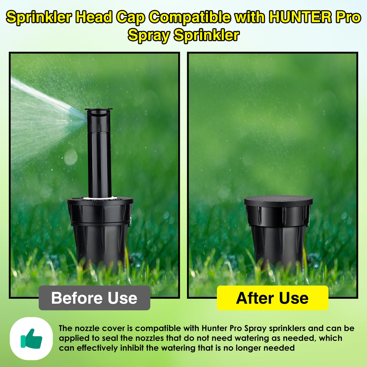 Gulfmew cap protecting sprinkler heads from dust and debris exposure.