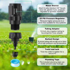 Gulfmew 1/4 inch tubing adapters provide secure drip connections.