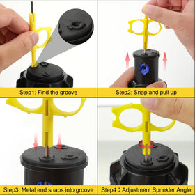Gulfmew spring-loaded jaw tool securely grips sprinkler stems during adjustments.