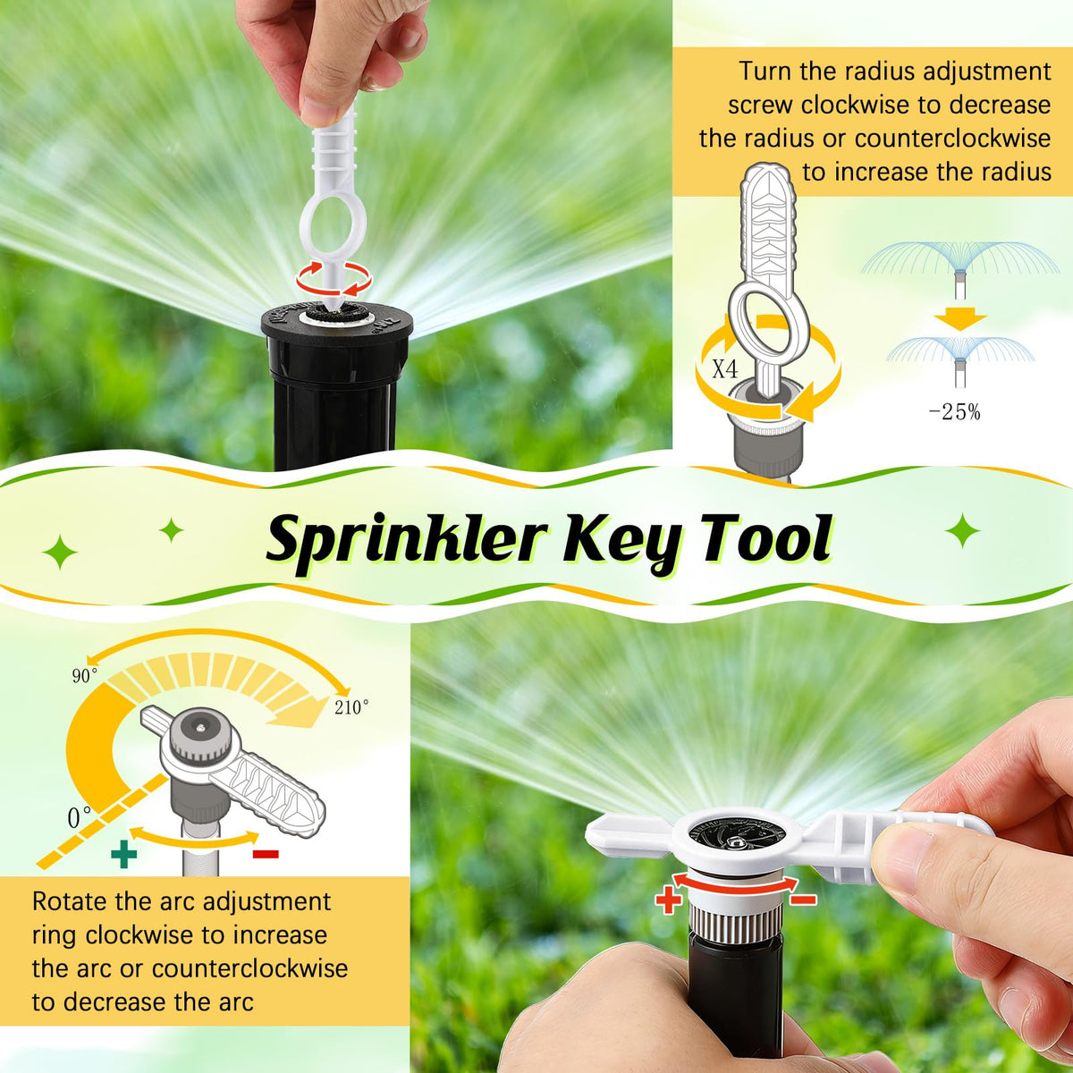 Gulfmew sprinkler adjustment key for quick head tweaks
