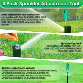 Gulfmew arc adjustment tool helps tailor watering radius for lawn beds.