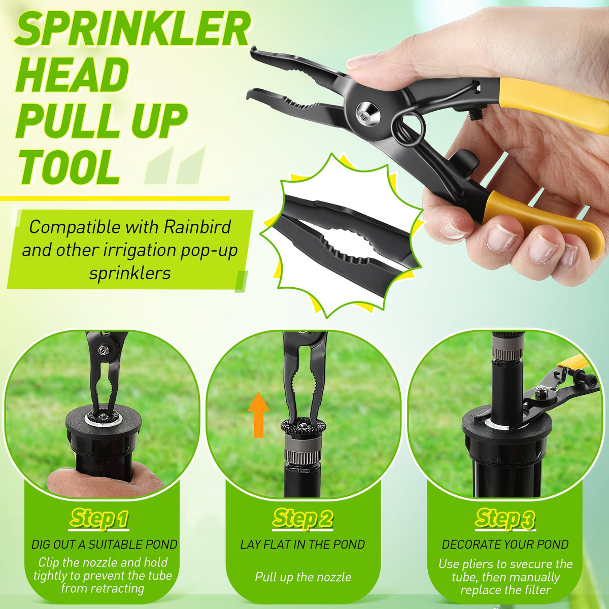 Gulfmew sprinkler head puller with ergonomic handle for quick pop-up head lifting.