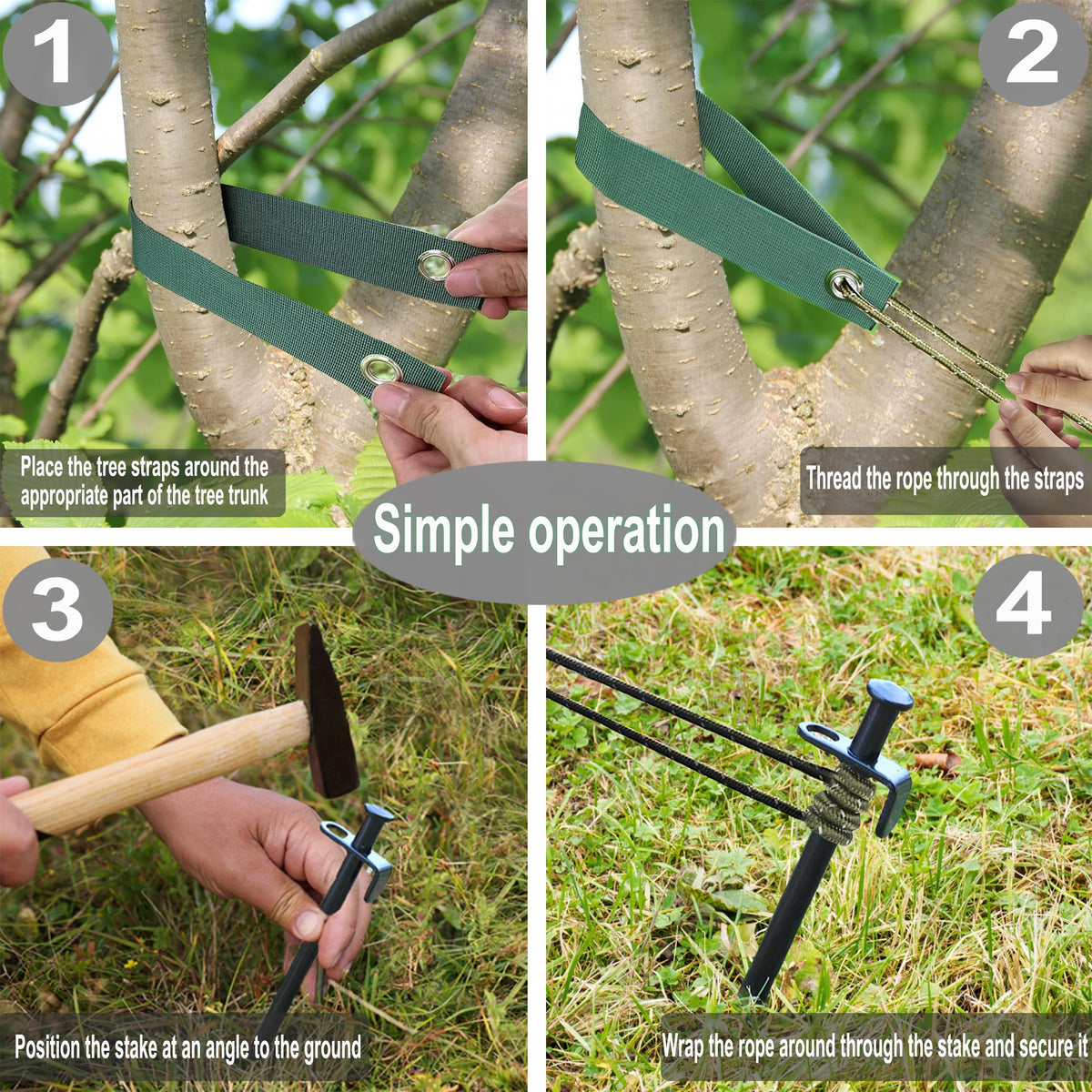 Gulissa Tree Stake Kit rope 13.12 ft for easy tensioning and adjustments.
