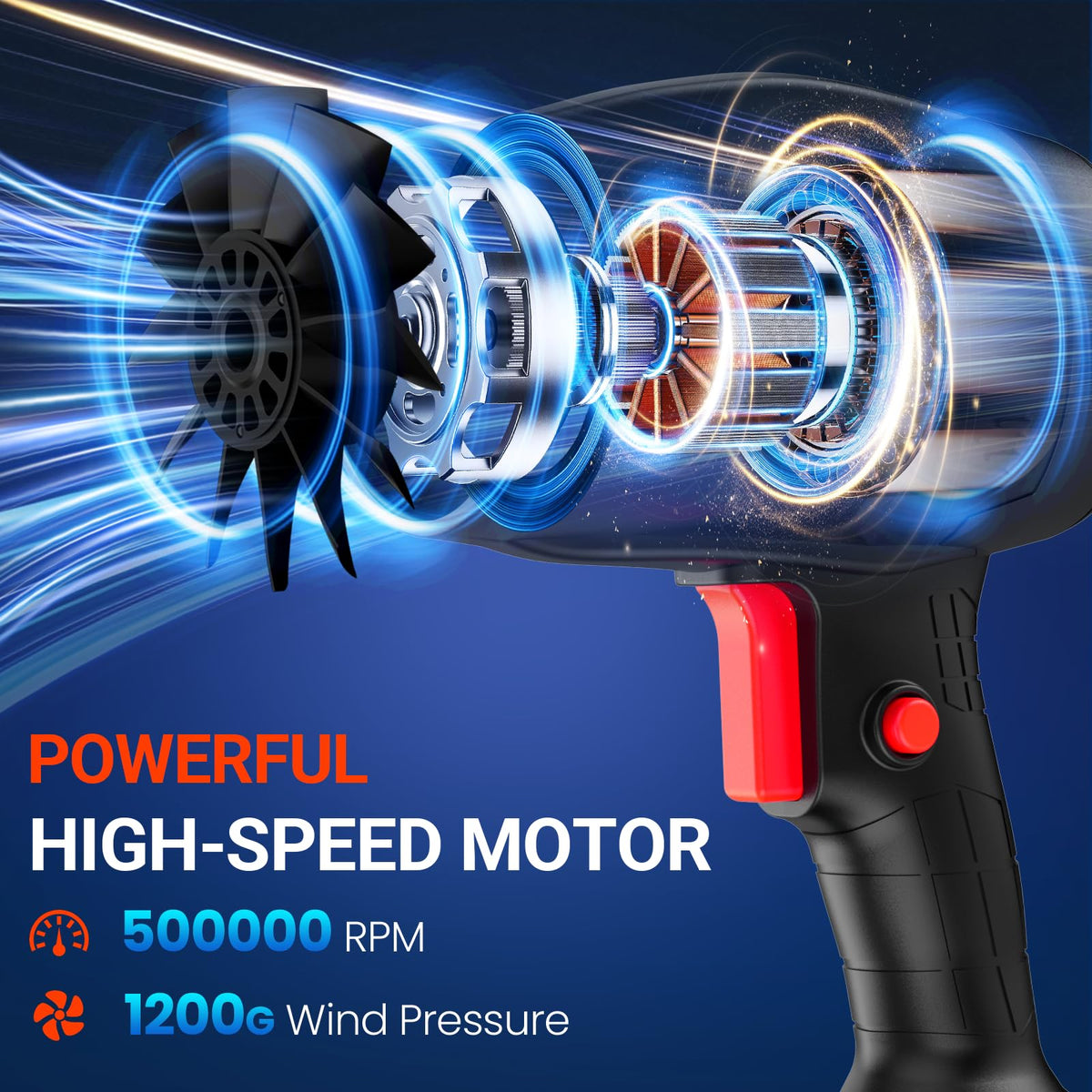 GUPOQIGU turbo jet at 500,000 RPM delivers powerful airflow