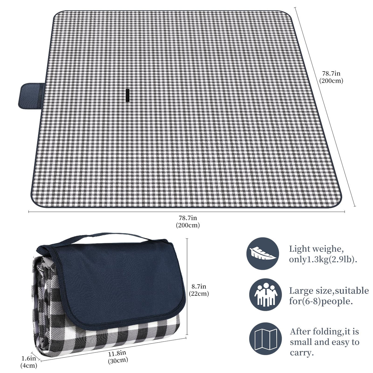 GUSUWU blanket with carrying handle ready for hiking and travel