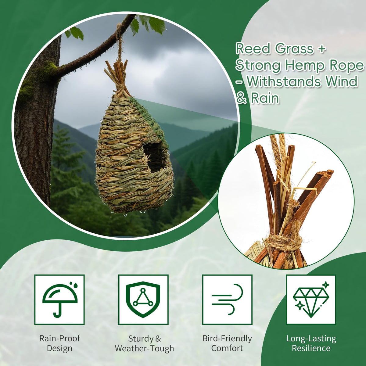 Gute durable outdoor bird house resists wind and rain.