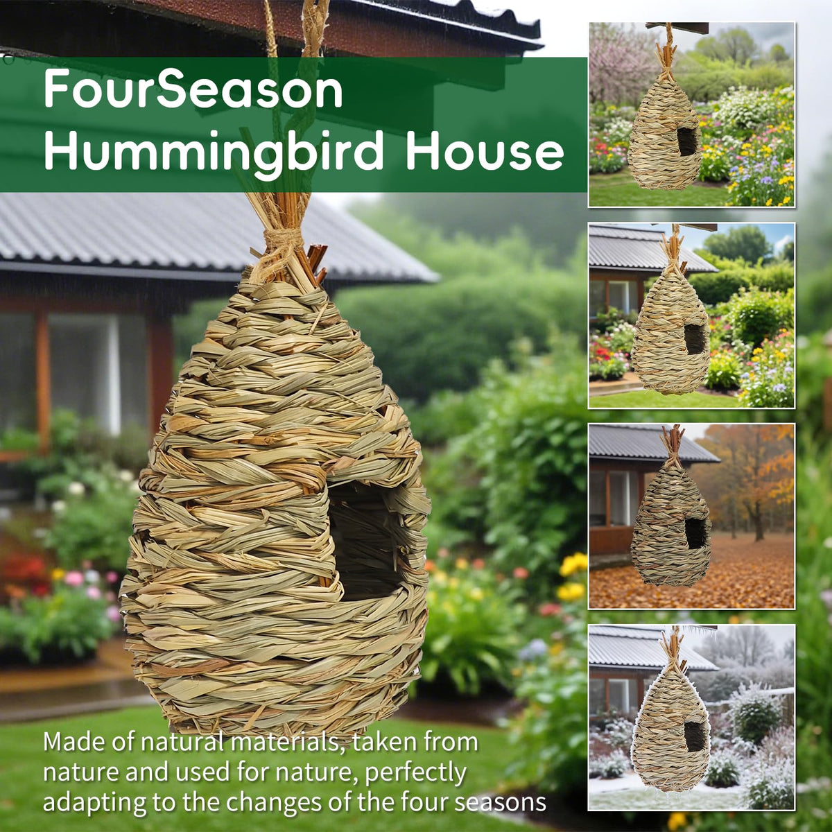 Gute hummingbird houses hand-woven nest with unique texture for comfortable bird habitat.