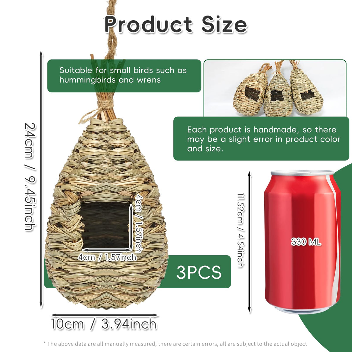Gute hummingbird houses natural grass knit offers eco-friendly, breathable shelter for birds.