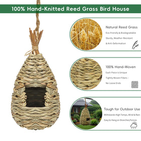 Gute Hummingbird Nest made from natural hibiscus grass provides breathable shelter.