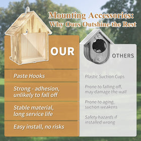 Gute hanging bird house with sturdy hooks for easy outdoor installation.