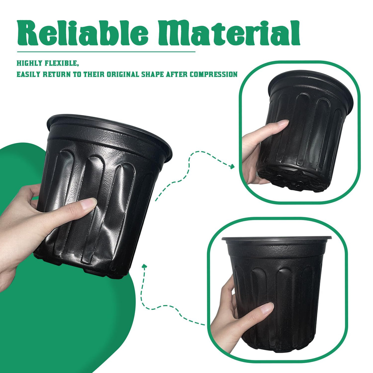 Guuozzli soft plastic nursery pot resists cracking and returns to shape after handling.