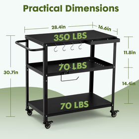 GVGBUK cart table dimensions and compact footprint for versatile setup.