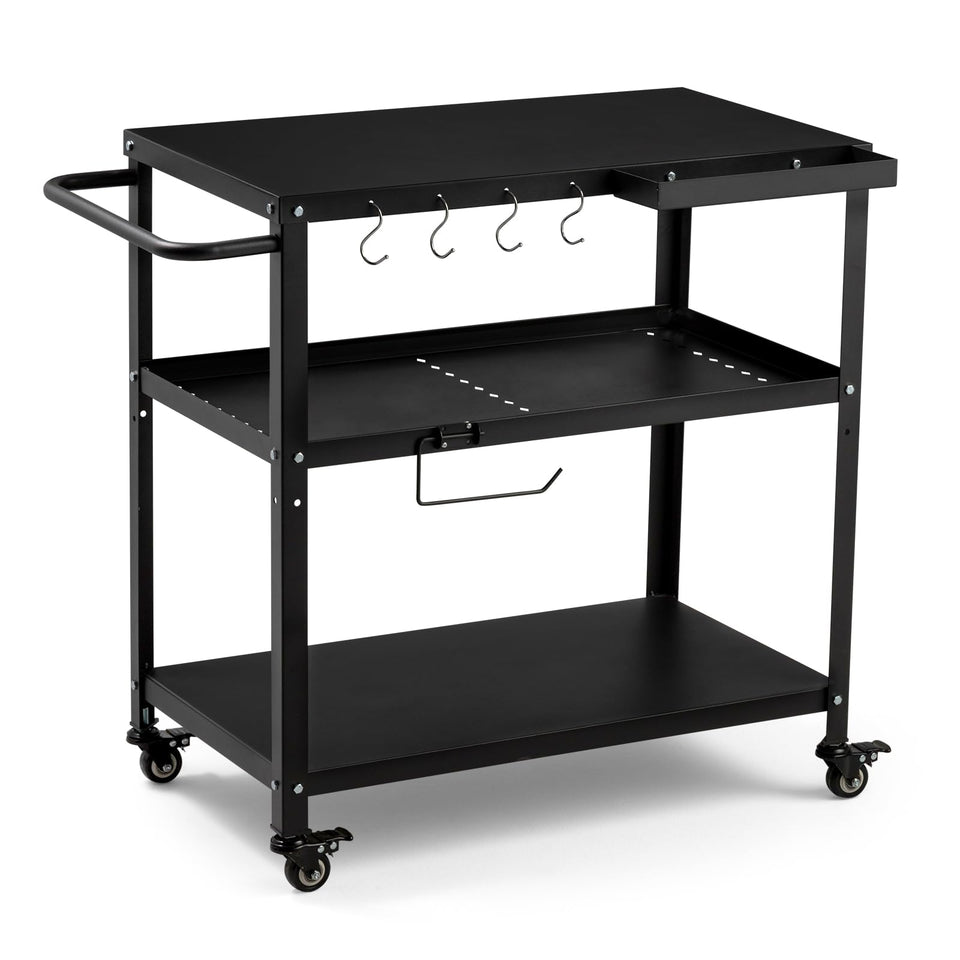 GVGBUK outdoor grill cart table front view shows spacious prep space for meals.