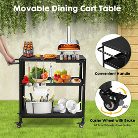 GVGBUK cart table storage area with paper towel holder for quick cleanup.