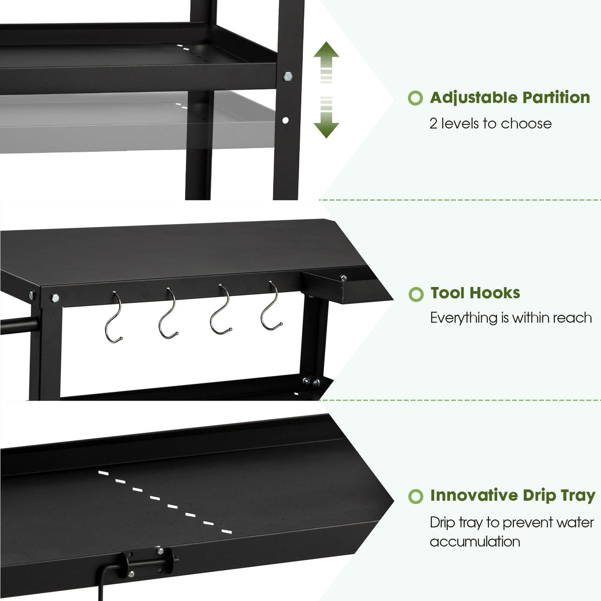 GVGBUK cart table with wheels and locking mechanism for easy mobility and safety.