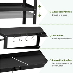 GVGBUK cart table with wheels and locking mechanism for easy mobility and safety.