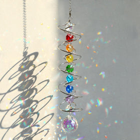 GWAHSA wind spinner suncatcher with spiral tail creates dancing rainbows.