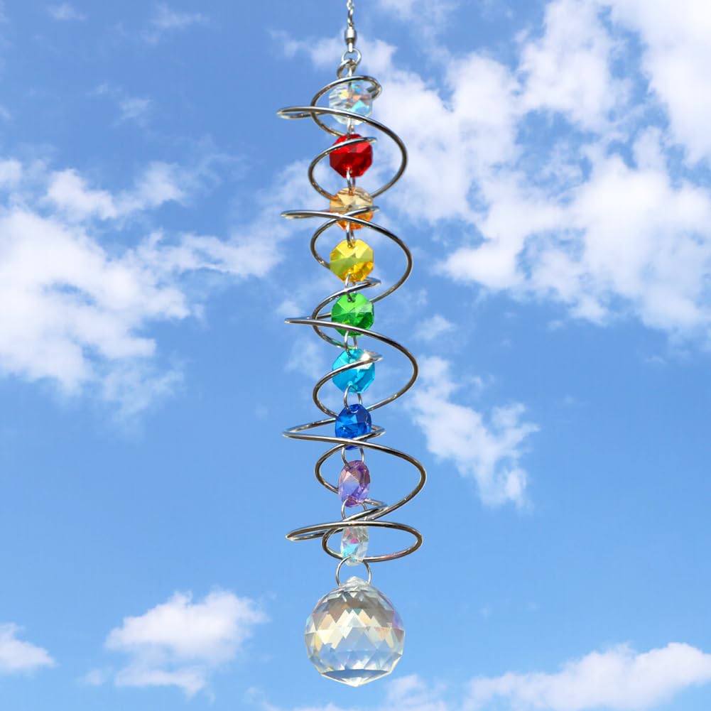 GWAHSA crystal suncatcher hangs from a hook for indoor or outdoor display.