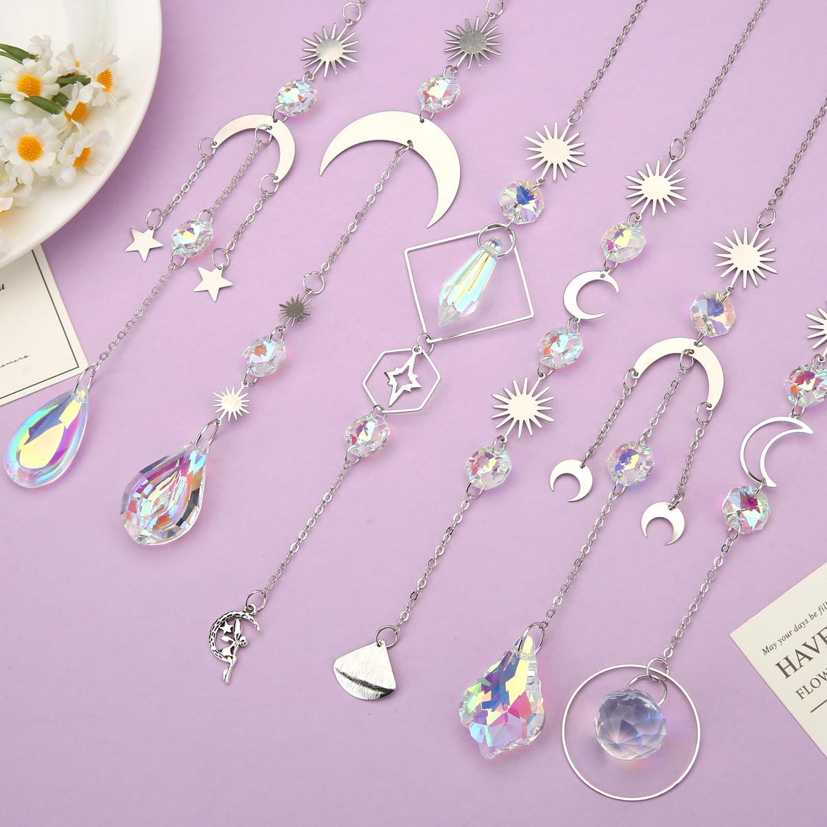 GWAHSA window hanging suncatcher creates colorful accents and mood lighting.
