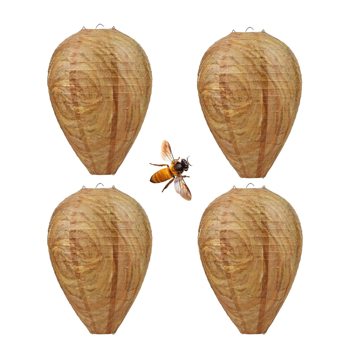GWHOLE fake wasp nest brown front view deters nesting in yards