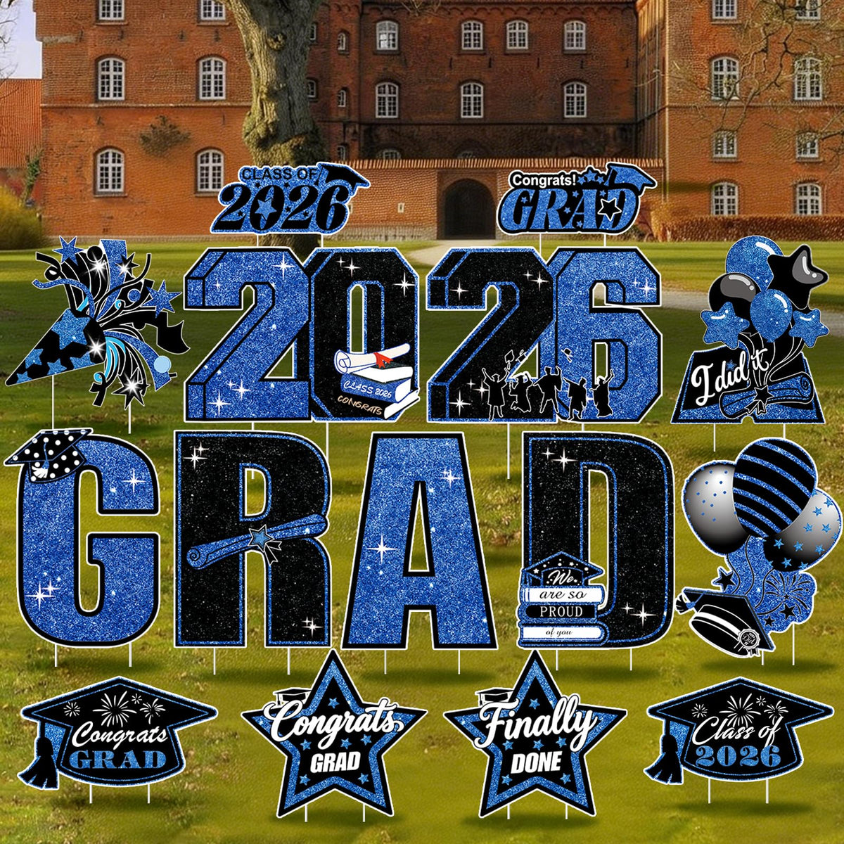 GXGGUS 15-piece graduation signs for a bold yard display and curb appeal