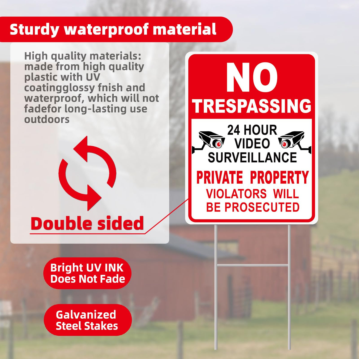 GXGGUS large sign with bold red text for high visibility outdoors.