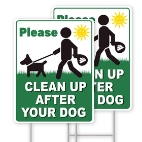 GXGGUS Clean Up After Your Dog sign, 13x10, double-sided for high visibility in yards.